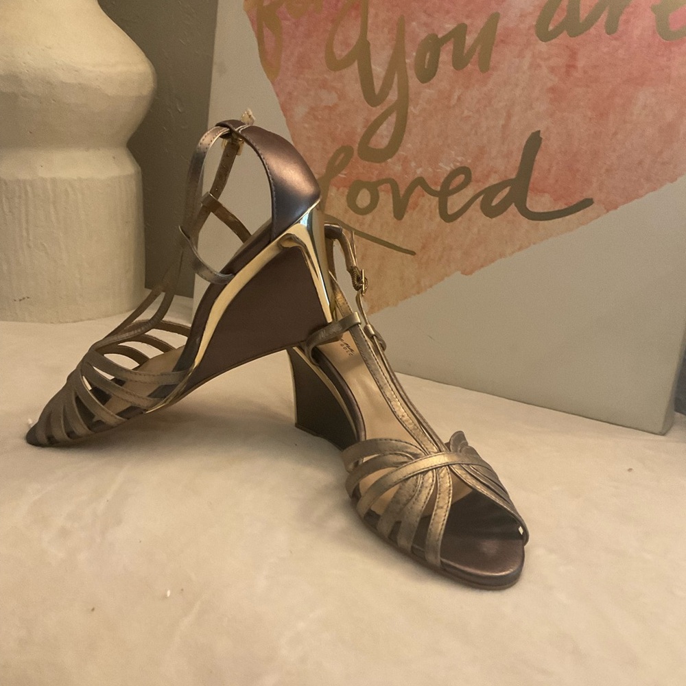 Elegant Strappy Heels in Gold and Brown